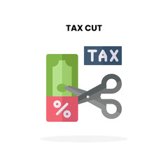 Tax Cut flat icon. Vector illustration on white background. Can used for digital product, presentation, UI and many more.