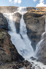 Waterfall Rjukandafoss formed by Ysta-Rjukandi river in eastern Iceland