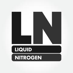 LN - Liquid Nitrogen acronym is nitrogen in a liquid state at low temperature