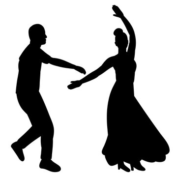 woman and man dancing silhouette on white background isolated vector