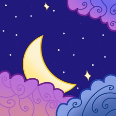 Obraz na płótnie Canvas clouds stars moon night sky