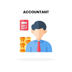 Accountant flat icon. Vector illustration on white background. Can used for digital product, presentation, UI and many more.