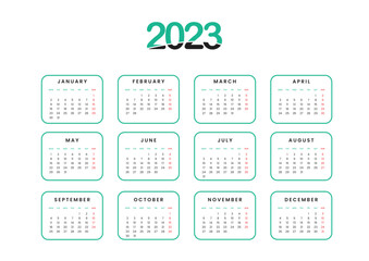 Fototapeta na wymiar 2023 Calendar Illustration