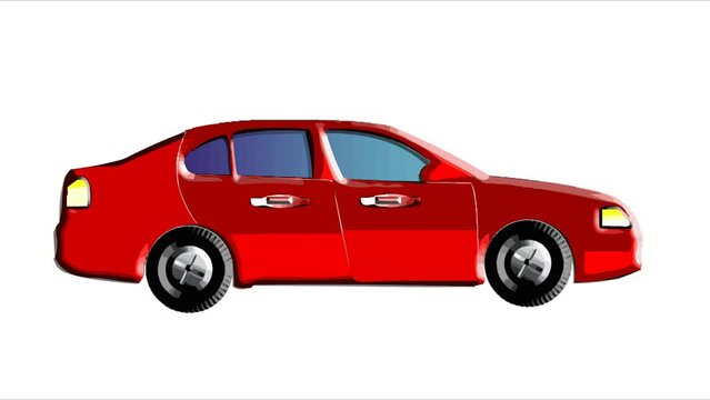 Animated red car running clip. best graphic source animated clip for making any project and presentation, high resolution footage for multiple use in your projects