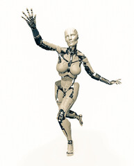 amazing robot is running desperately