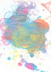 Watercolor colorfull abstract painting in bright color