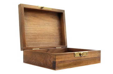 Wood box front diagonal view on transparent background