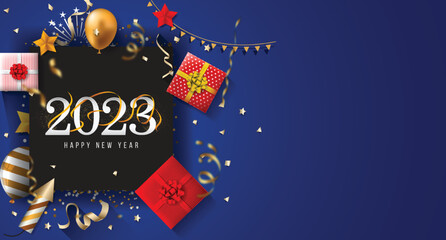 2023 New Year. 2023 Happy New Year greeting card. 2023 Happy New Year background.