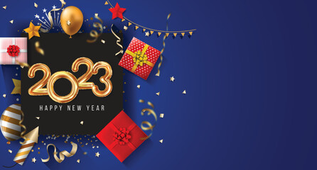 2023 New Year. 2023 Happy New Year greeting card. 2023 Happy New Year background.