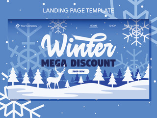 Fototapeta na wymiar winter sale landing page and banner design template