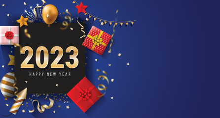 2023 New Year. 2023 Happy New Year greeting card. 2023 Happy New Year background.