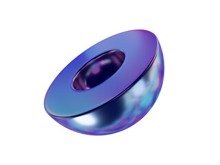 3d holographic geometric shape hemisphere. Metal simple figure for your design on isolated background. 3d rendering illustration