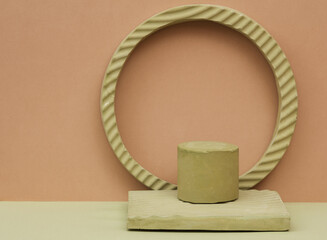 Platform or podium for product presentation. Minimalistic scene with geometric shapes