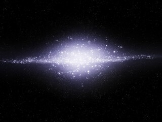 Fototapeta na wymiar Glowing elliptical galaxy in the outer space. Clusters of stars and interstellar gas. Beauty of the universe.
