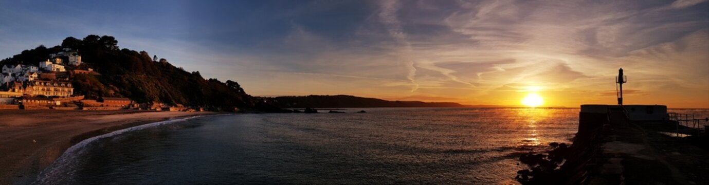 Sunrise over Looe Beach.