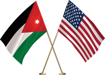 Jordan,US flag together.American,Jordan waving flag together