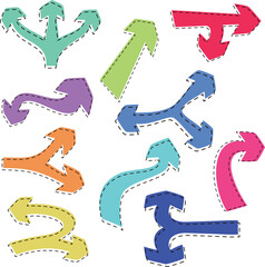 Collection of arrow element, vector design with hand drawn style.