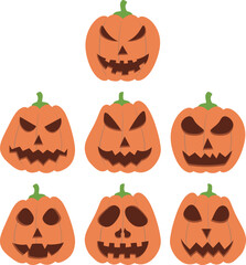 Collection of Halloween pumpkin cartoon element, festival decoration illustration.