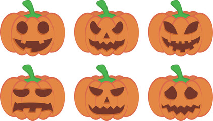 Collection of Halloween pumpkin cartoon element, festival decoration illustration.