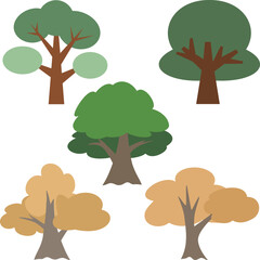 Collection of tree element, plant decoration illustration.