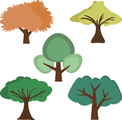 Collection of tree element, plant decoration illustration.
