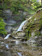 Lucifer Falls in Treman Gorge State Park, in New York Near the Finger Lakes