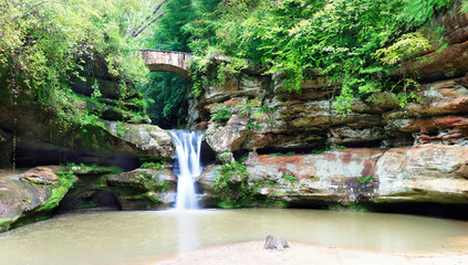 Panorama of the Highly Eroded Canyon at Hocking Hills State Park, Ohio - 540110879