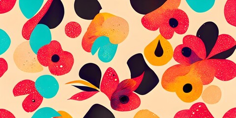 Seamless colorful Elegant floral background in Baroque style. Retro decorative flower art design. Digital illustration