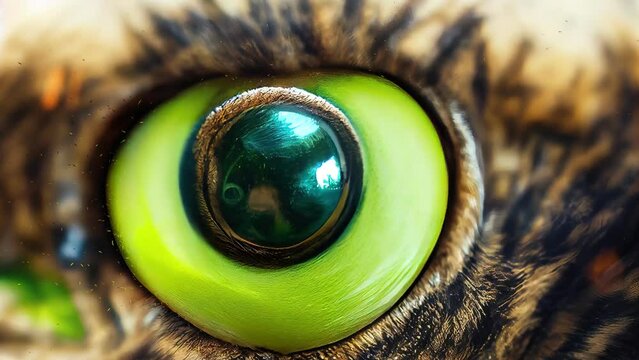 Green pupil mutant. Fantastic eye macro. Alien look. Bioengineering concept.