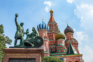 Monument to the founders of Moscow, opposite St. Basil's Cathedral - Minin and Pozharsky. The...