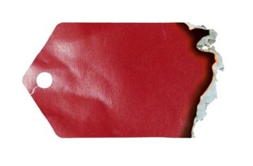 Burning label on transparent background