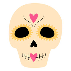 Day of the Dead. Dia de los muertos. Mexico. Sugar Skull in trendy hues. Isolate. Sticker. Icon