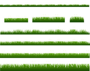 Big Set Grass Panorama With White Background