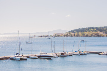 Fototapeta premium Marina in blue water in Greece