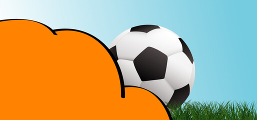 Oarange, of the Netherland color. Ball in goal net. Soccer, football cup 2022 game. Vector background banner. World wk, ek play model. Sport finale, sports game cup. For Holland or Dutch supporters.  - obrazy, fototapety, plakaty