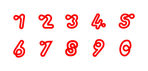 Infinity sign set from numbers Cyclic red letter. Modern natural endless loop. Futuristic logo corporate design.