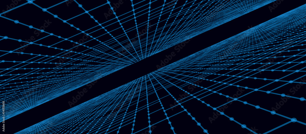Poster digital technology background. big data visualization. dynamic field of glowing particles. abstract 