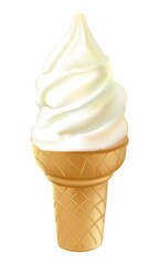 Vanilla milk ice cream in a waffle cup a pleasant sweetness in the summer heat