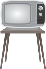 Vintage TV, Analog TV, Television Vector, Retro Television, Living Room Stand, Wood Stand, Wood Table Isolated Vector Illustration