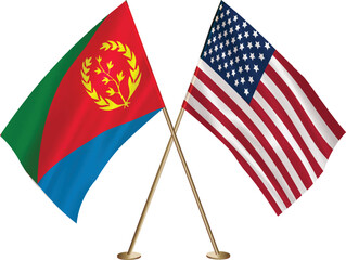 Eritrea,US flag together.American,Eritrea waving flag together