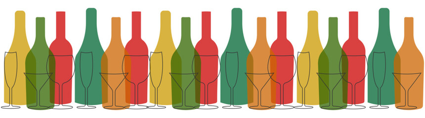 Wine bottle with wine glass icon or silhouette. Alcohol symbol. Vector illustration.