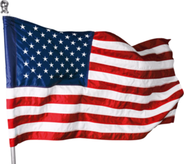 American Flag, Isolated on Transparent Background
