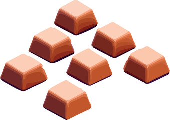 chocolate in isometry. Isolated vector isometric images of chocolate