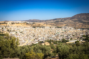 Fototapeta na wymiar panorama over medina of fez, fes, morocco, north africa