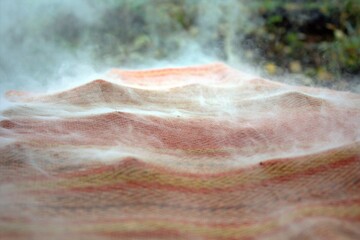 Smoke from smoking fish, blurred front and back