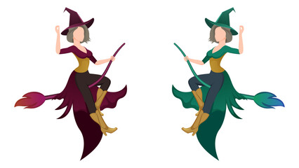 happy halloween, witch character vector illustration on white background.