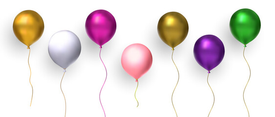 Balloon party colorful set isolated on transparent background. Vector realistic 3d celebration birthday glossy gift © trihubova