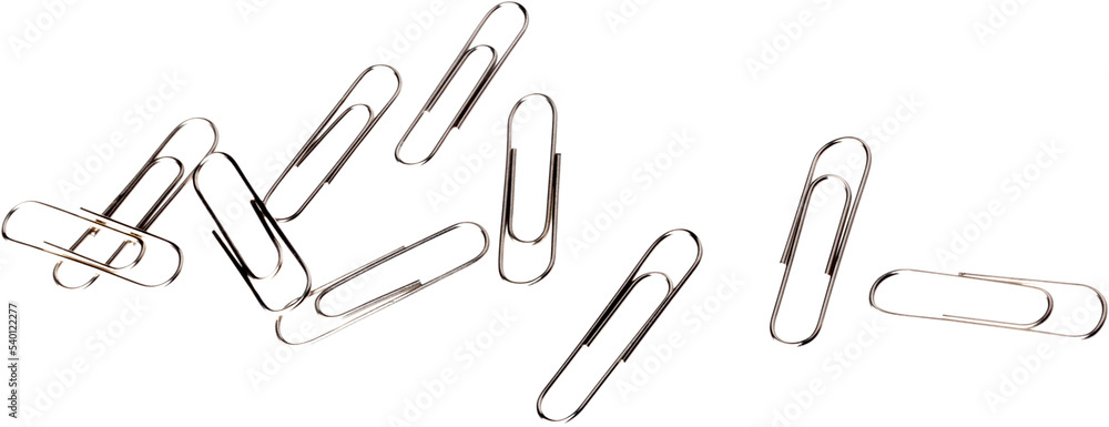 Canvas Prints Scattered Silver Paper Clips - Isolated