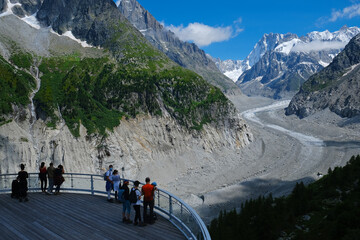 The Mer de Glace (Sea of Ice) the largest glacier in France, Mont Blanc Massif,  Chamonix, France 