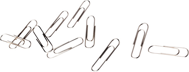 Scattered Silver Paper Clips - Isolated